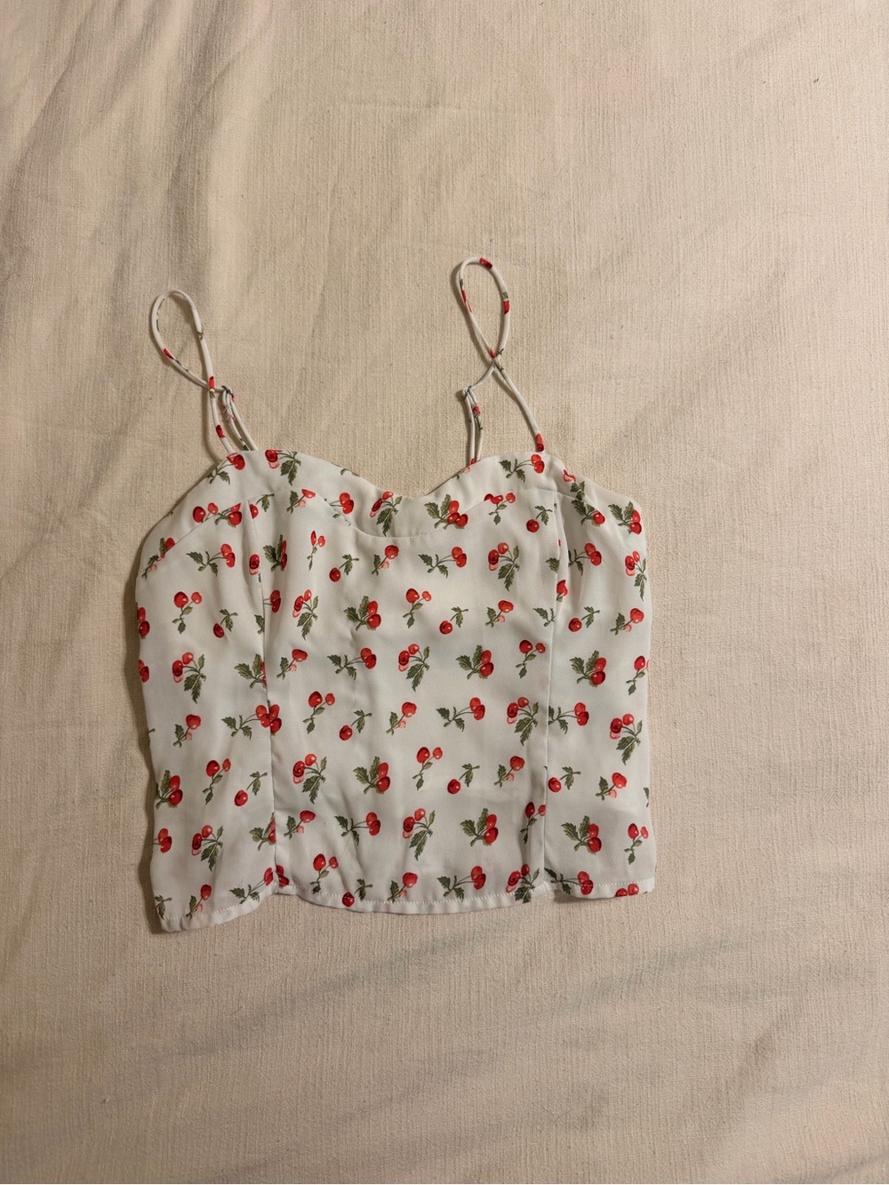 Abercrombie & Fitch White Cherry-Print Camisole